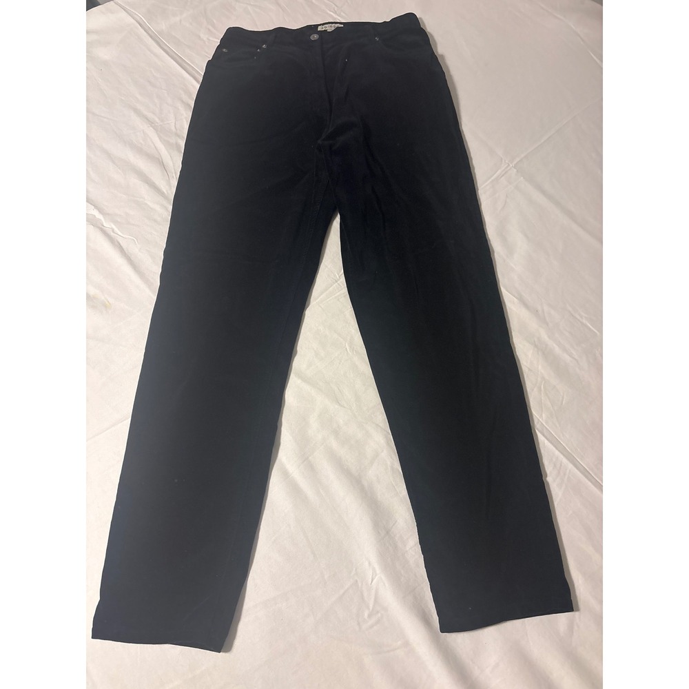 Ann Taylor Velvet Pants Womens 14 Black  Straight Leg 100% Cotton
